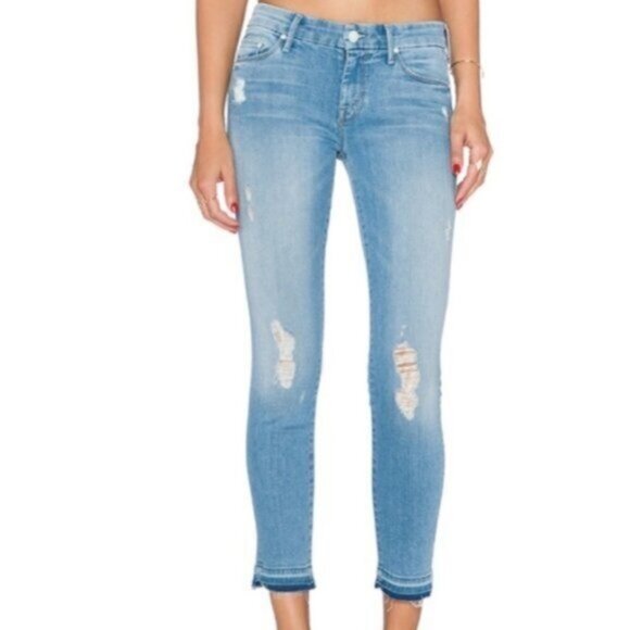 Mother The Looker Undone Hem‎ Looker Crop Ankle Jeans Women Size 25 - Picture 1 of 11